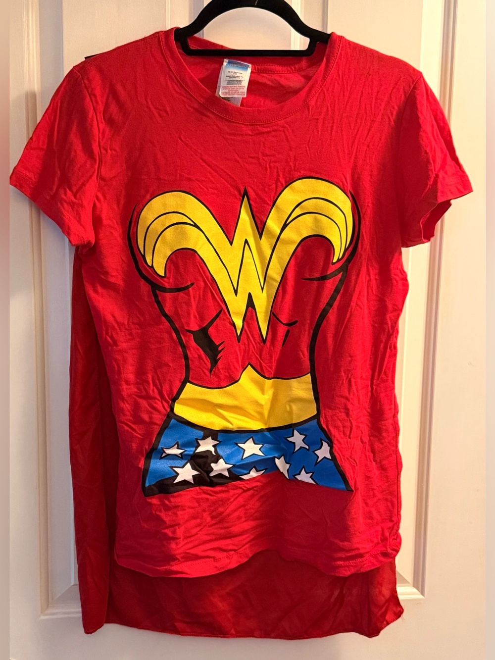 Women's Red Short-Sleeve Wonder Woman costume shirt